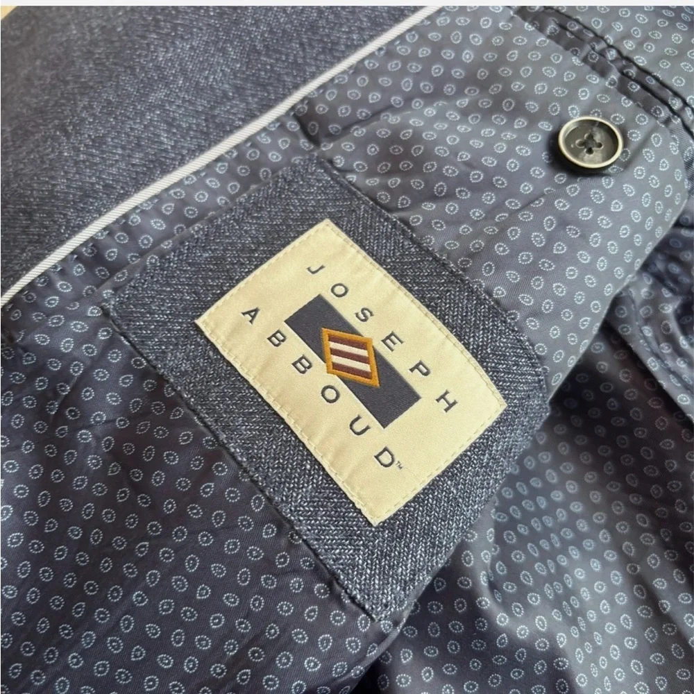 Joseph Abboud Sport Coat Blazer Men's 50L Linen/Wool Blue Elbow Patches Academia